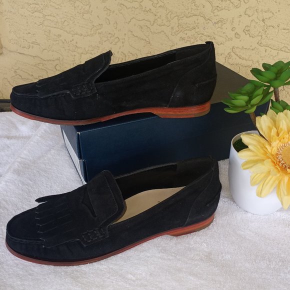 Cole Haan black suede Pinch Grand Penny Kiltie loafer ** - Picture 4 of 11
